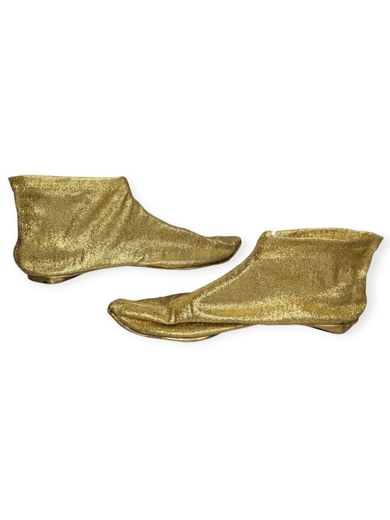 Vintage 60s GOLD Go-go Space Age MOD Mad Men Lurex  Vintage 1960s? Gold Metallic Stretch Sock Boots Women\'s Size 7
